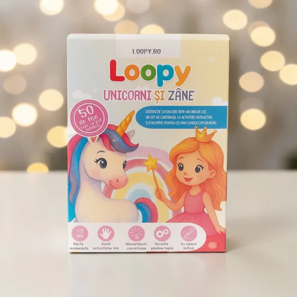 Loopy - set cartonase reutilizabile pentru copii unicorni si zane