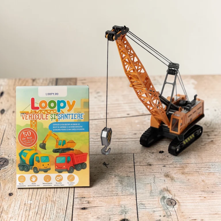 Loopy - set cartonase reutilizabile pentru copii vehicule si santiere